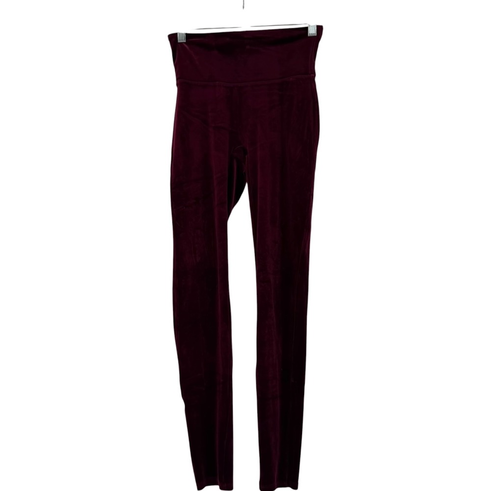 Spanx Velvet Leggings Burgundy Wine High Waisted Shaping Pants 2070 Small - Picture 2 of 7